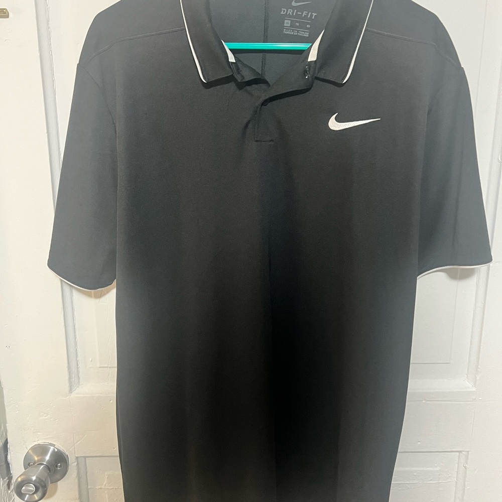 Nike Men's Polo Shirt in Black with White Accents